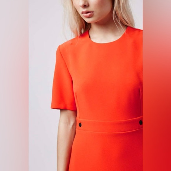 Topshop Orange 1960s-style popper shift dress Size US 4 - Picture 9 of 9